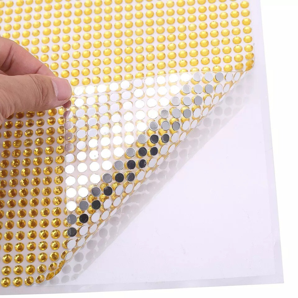 21&#x22; x 11&#x22; Gold Adhesive Beads Craft DIAMOND Label Sheet DIY Crafts