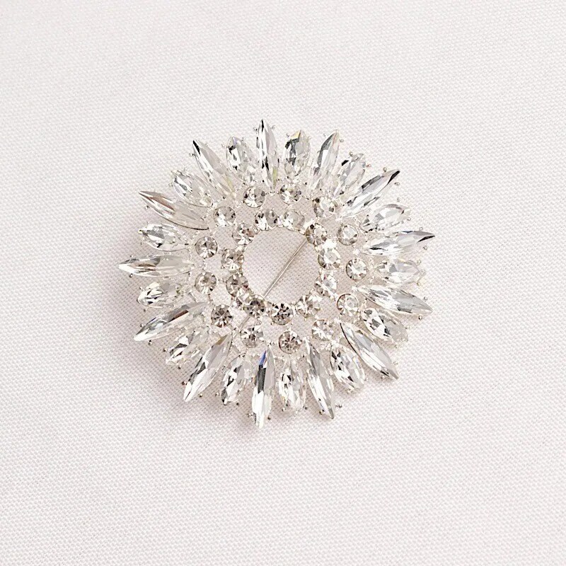 2 Silver Snowflake Metal Rhinestones Sash BUCKLES Chair Decor