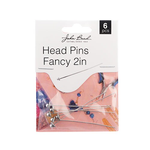John Bead Must Have Findings 2&#x22; Fancy Head Pins, 6pcs