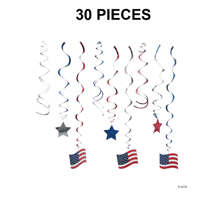 32&#x22; Patriotic Hanging Swirl Decorations - 30 Pc.