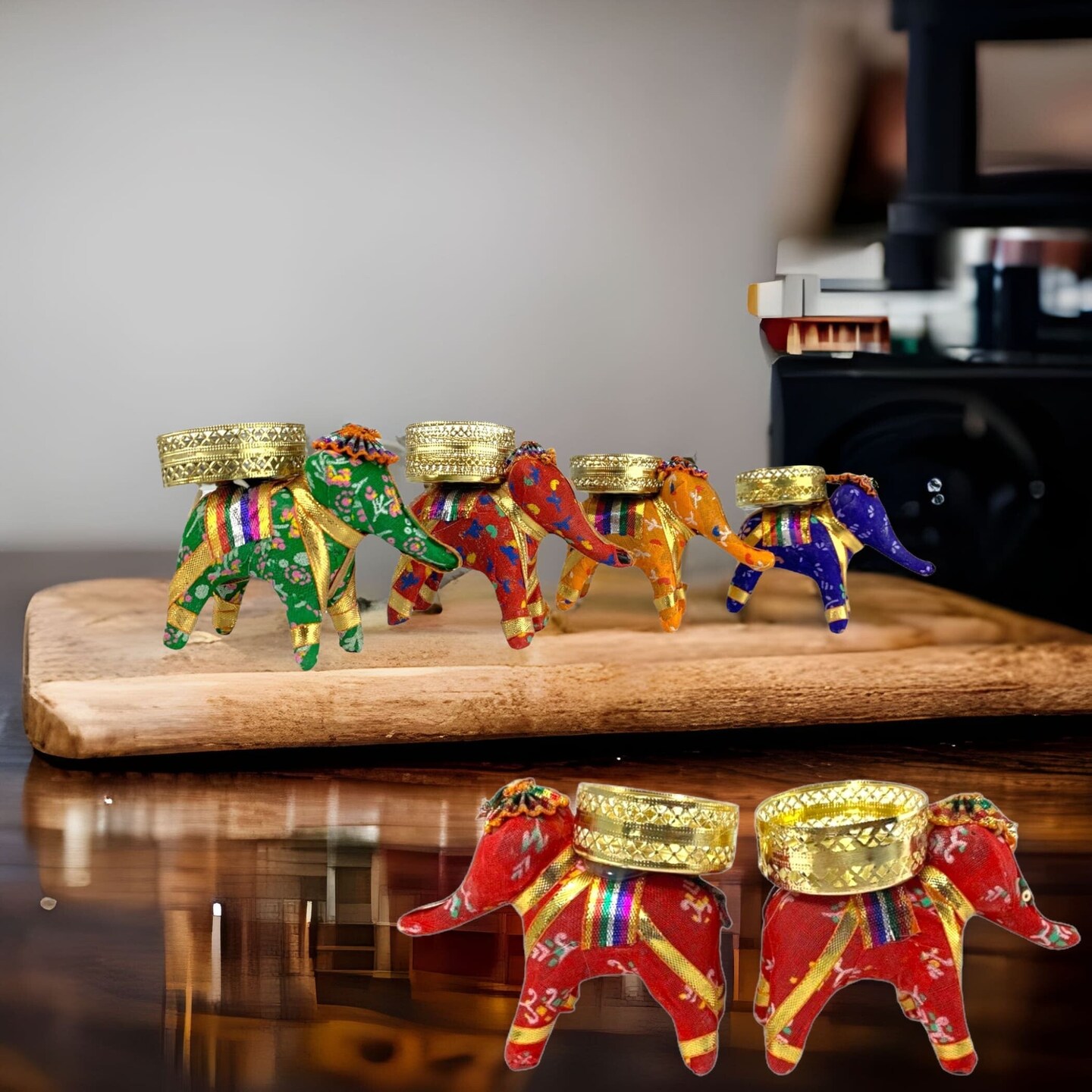 Elephant Tea Light Candle Holders Indian Festival of Light Decorative Candle Stand for Diwali Christmas Thanksgiving Housewarming Gift T-light Holder for Centerpiece Dining Table Home Decor