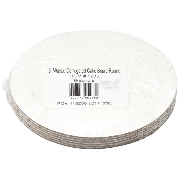 8&#x22; Round Waxed Corrugated Cake Board 6ct
