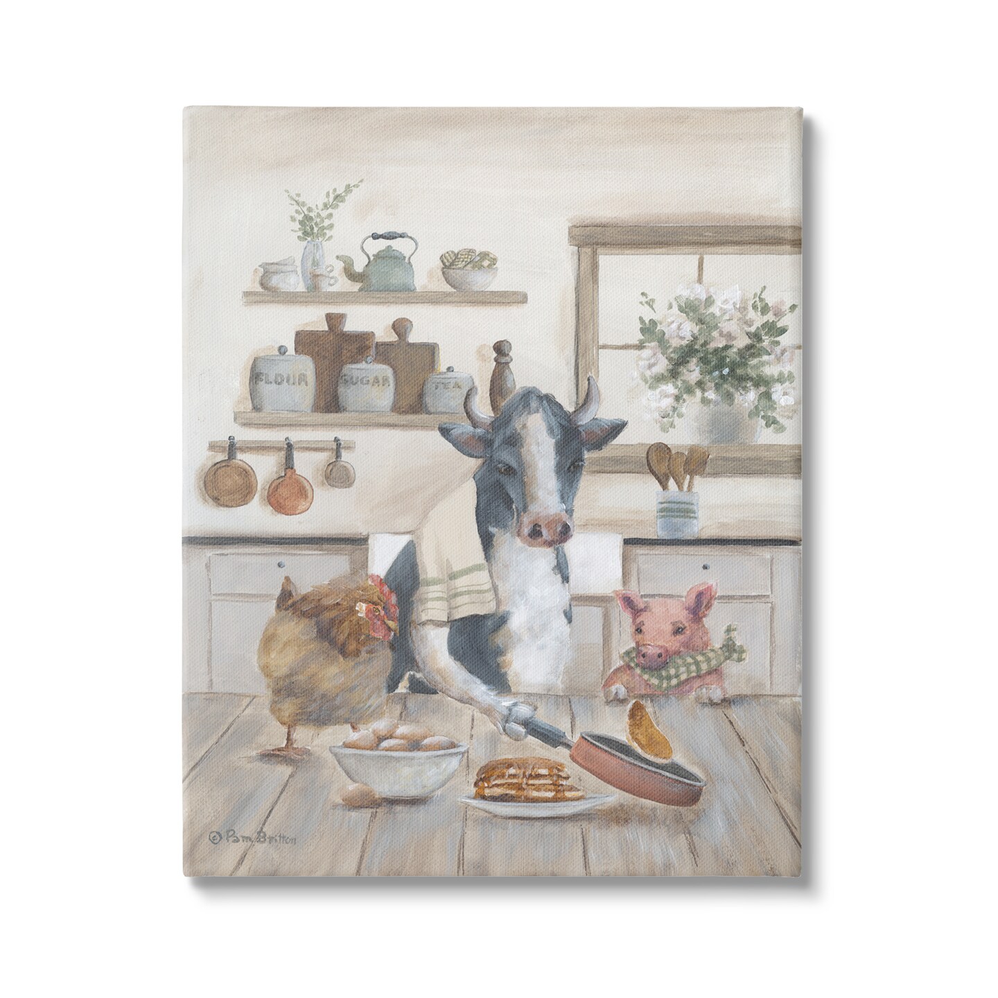 Stupell Industries Farm Animals in Kitchen Canvas Wall Art
