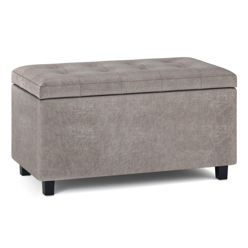 Simplihome Cosmopolitan 34"Rectangle Lift Top Storage Ottoman Upholstered