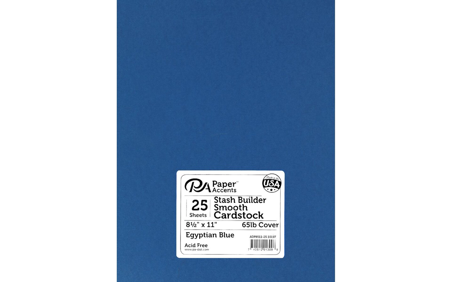PA Paper Accents Smooth Cardstock 8.5" x 11" Egyptian Blue, 65lb colored cardstock paper for