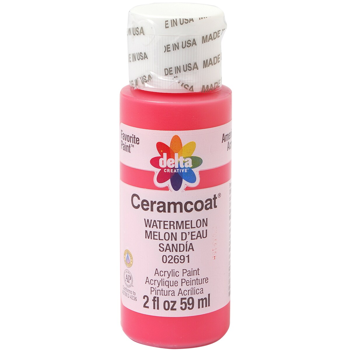 Delta Ceramcoat Acrylic Paint 2oz-Watermelon - Opaque