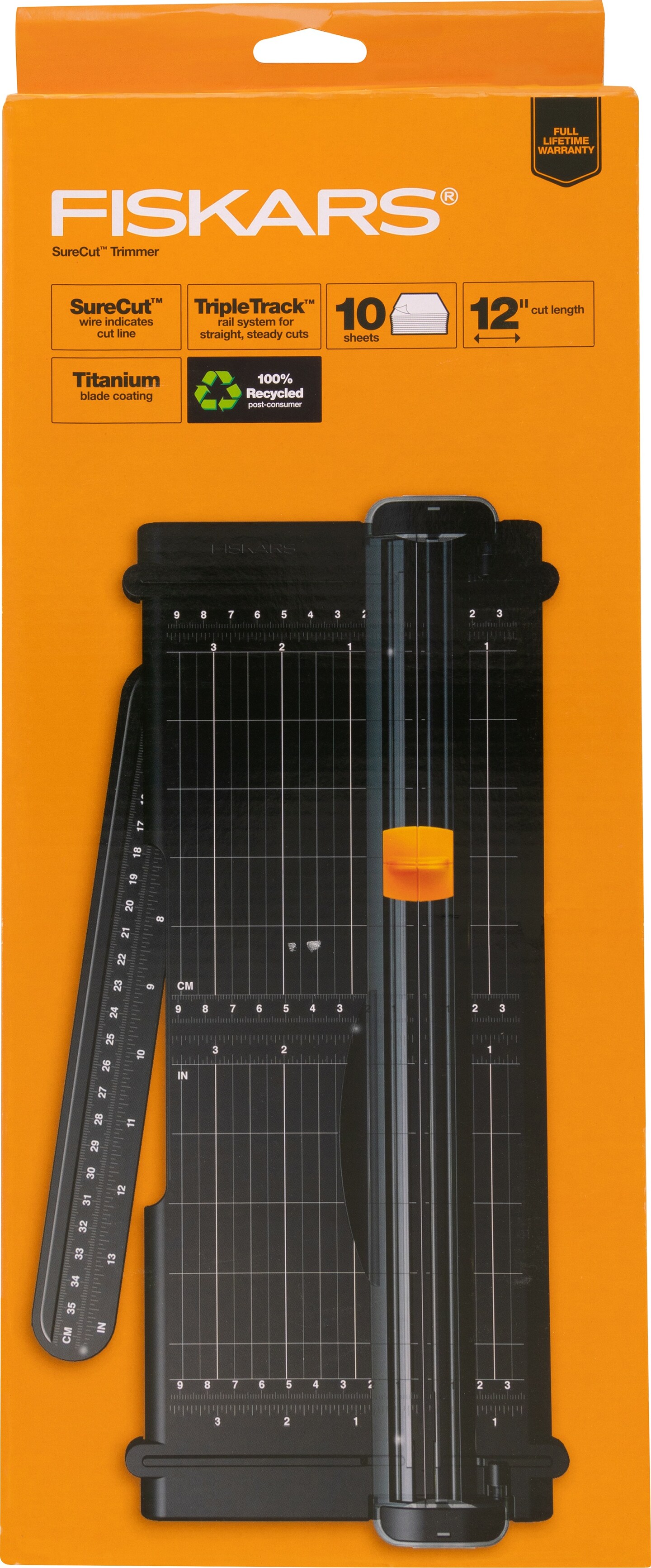 Fiskars SureCut Paper Trimmer 12” Cut Length Portable Swing-Out