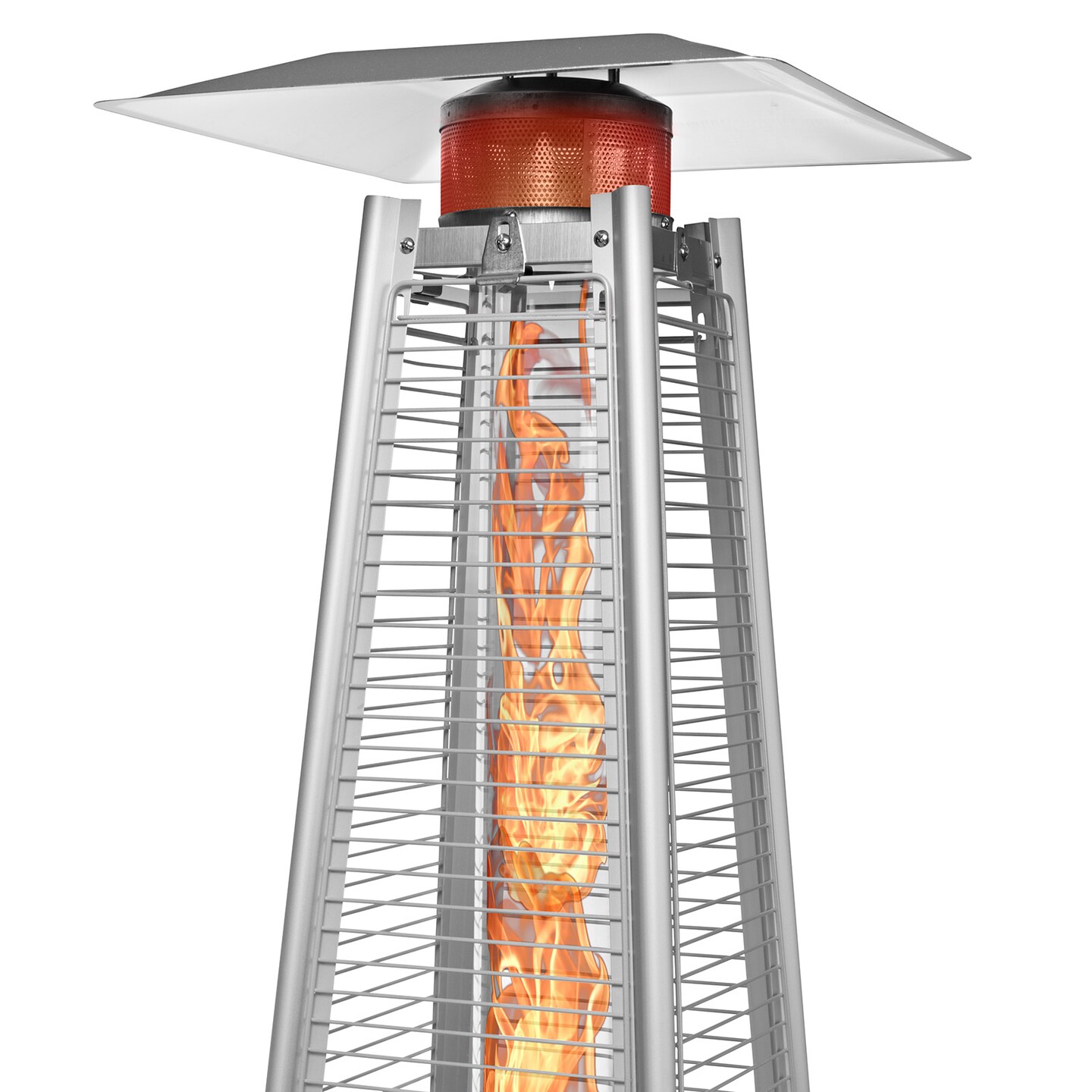 Casafield Outdoor Propane Patio Heater with Wheels - Modern Dancing Flame, Commercial & Residential, Uses Standard 20lb LP Gas Tank