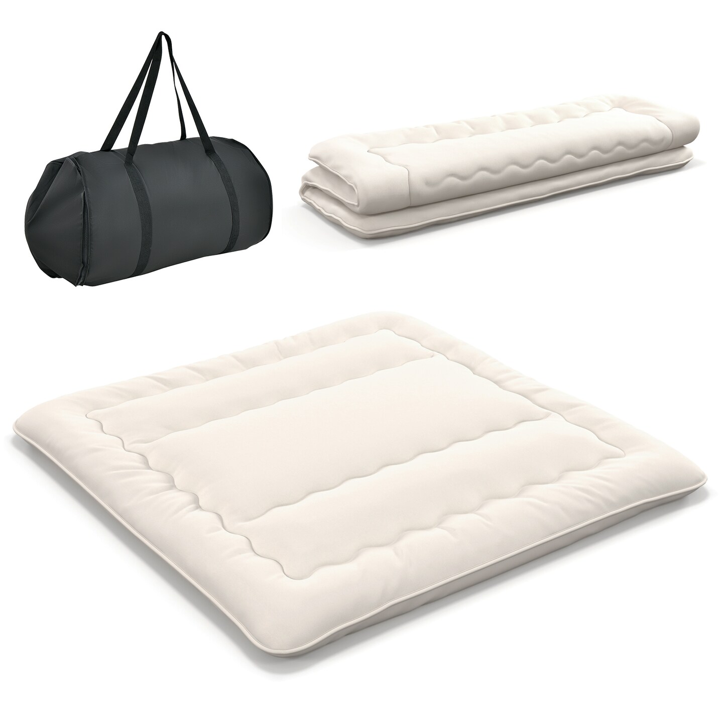 Costway Full/King/Queen/Twin Futon Mattress Japanese Floor Sleeping Pad Washable Cover Carry Bag Beige