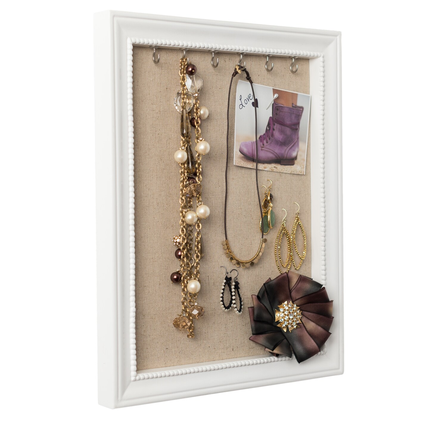 Jewelry Pinboard Display Frame, White