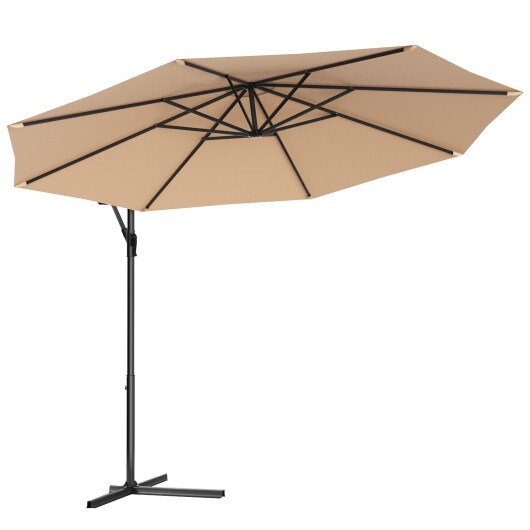 10 Feet Patio Outdoor Sunshade Hanging Umbrella without Weight Base
