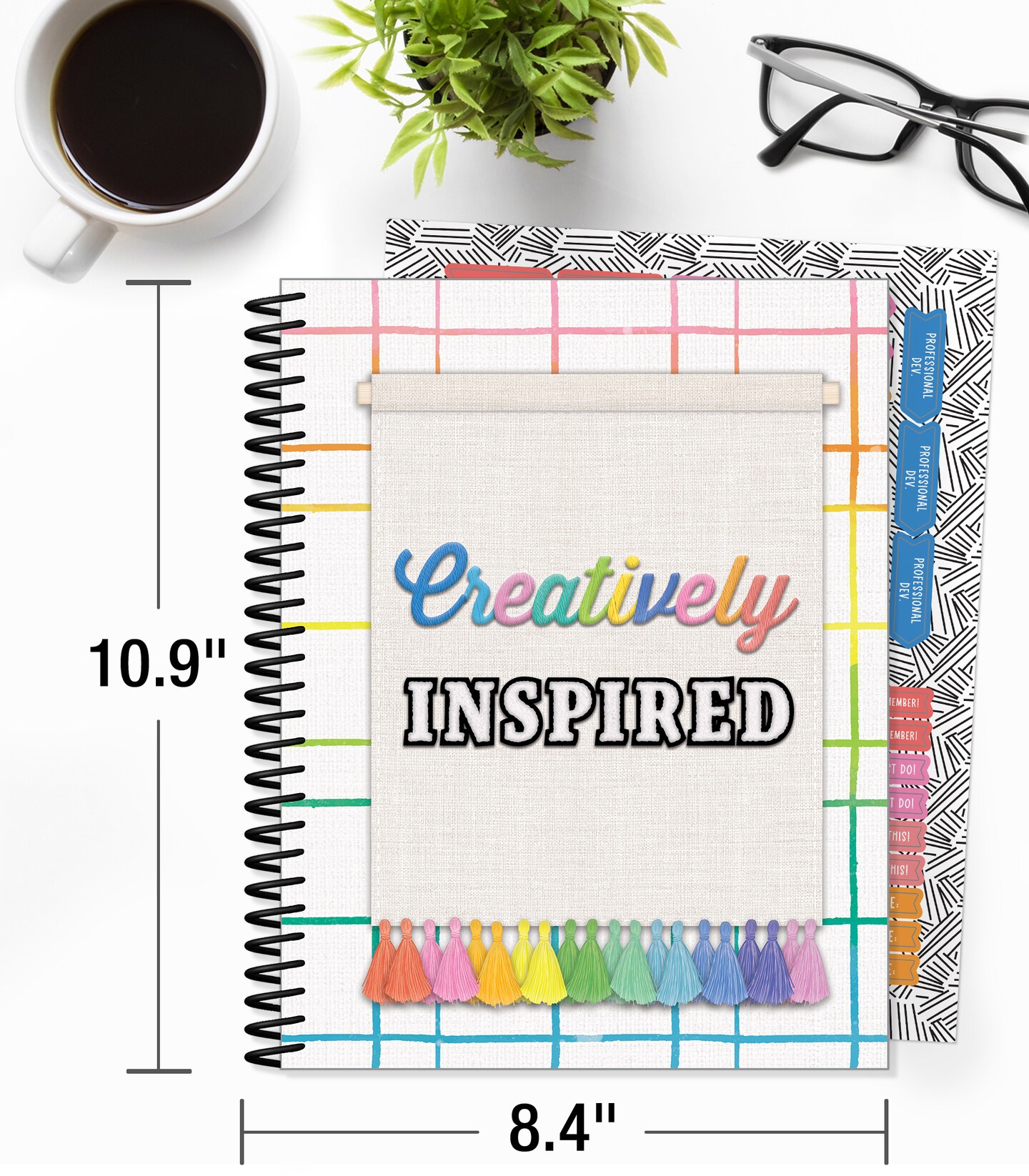 Carson Dellosa Creatively Inspired Teacher Planner, 8&#x22; x 11&#x22; Spiral Bound With Planner Stickers, Undated Daily Planner, Colorful Weekly Planner &#x26; Monthly Planner, Classroom Organization