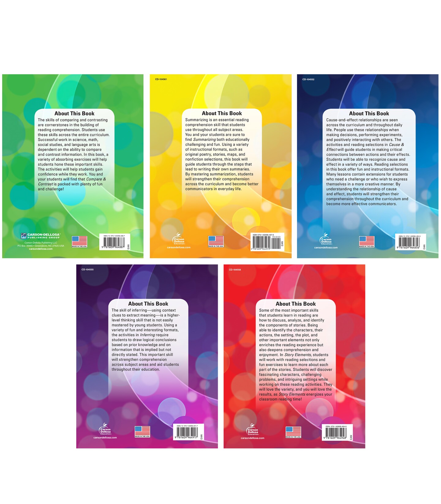 Carson Dellosa Spotlight on Reading 5pc Reading Comprehension 5th Grade & 6th Grade Workbook Set, Fiction and Non Fiction Passages, Reading Comprehension Grade 5 & 6, Classroom & Homeschool Curriculum