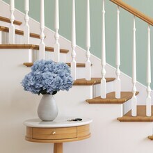 Blue Hydrangea Bush + Aerosol Flower Cleaning Spray - 7 Realistic Silk Flowers, Perfect for Indoor & Outdoor Decor by Floral Home®