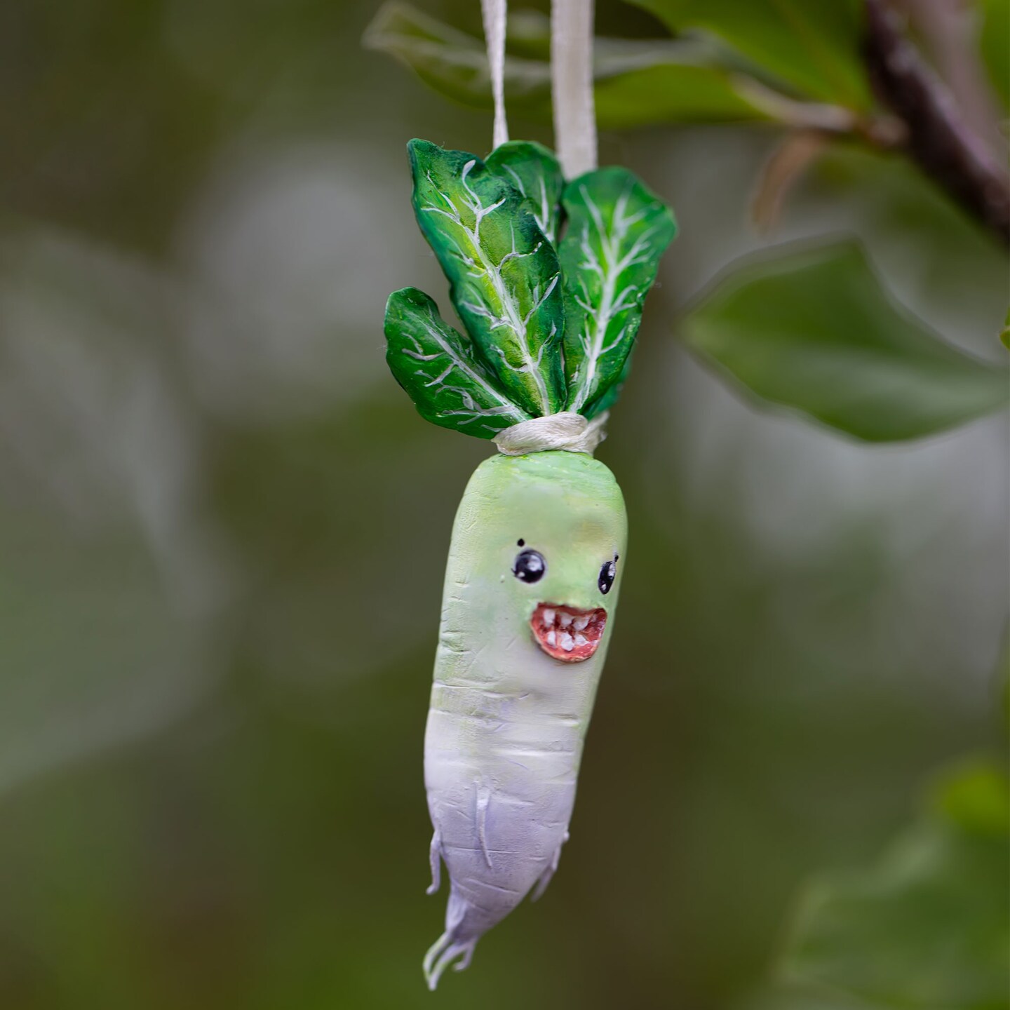Excited Daikon Radish, unique polymer clay ornament | MakerPlace