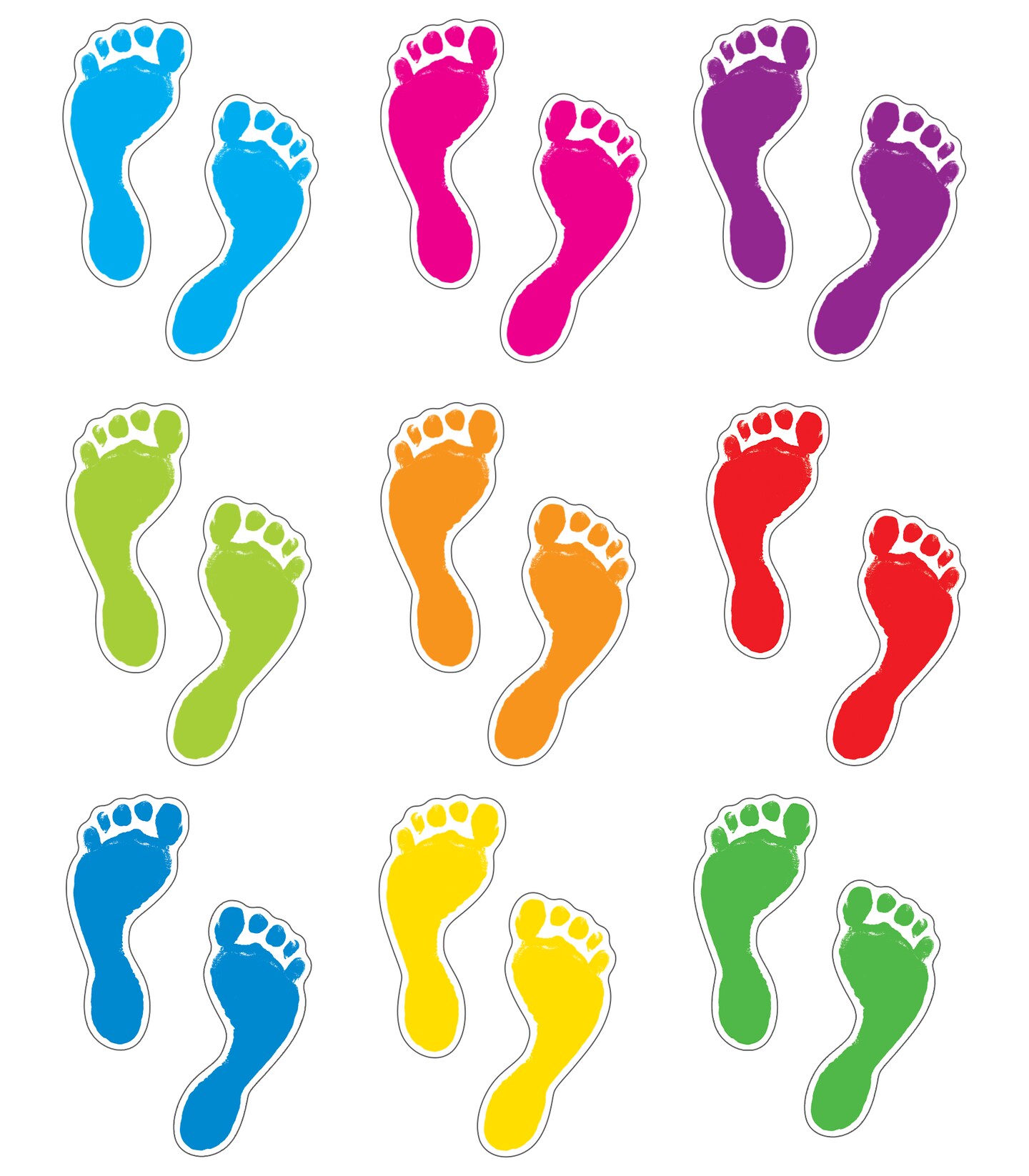 Carson Dellosa 54-Piece Feet Cutouts, Colorful Footprints for Directions, Name Tags, Crafts, Locker Decorations, Bulletin Board, Labels, and Classroom Decor