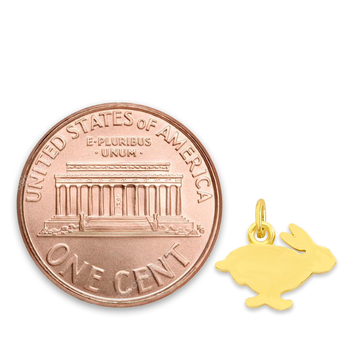 Solid 10k or 14k Gold Rabbit Charm with Jump Ring for Bracelet or Necklace product 3