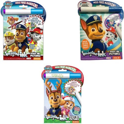 Bendon Publishing Imagine Ink Coloring Books - 3 Pack of Christmas Activity Books with Water Activated Marker for Toddlers (Paw Patrol 2)