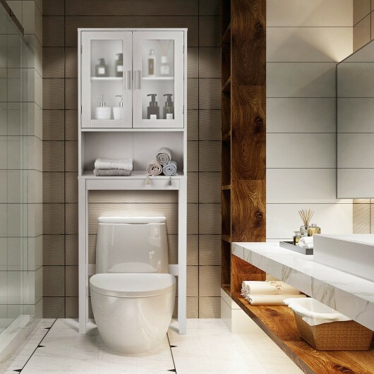 Wooden over the toilet Storage Cabinet with Tower Rack