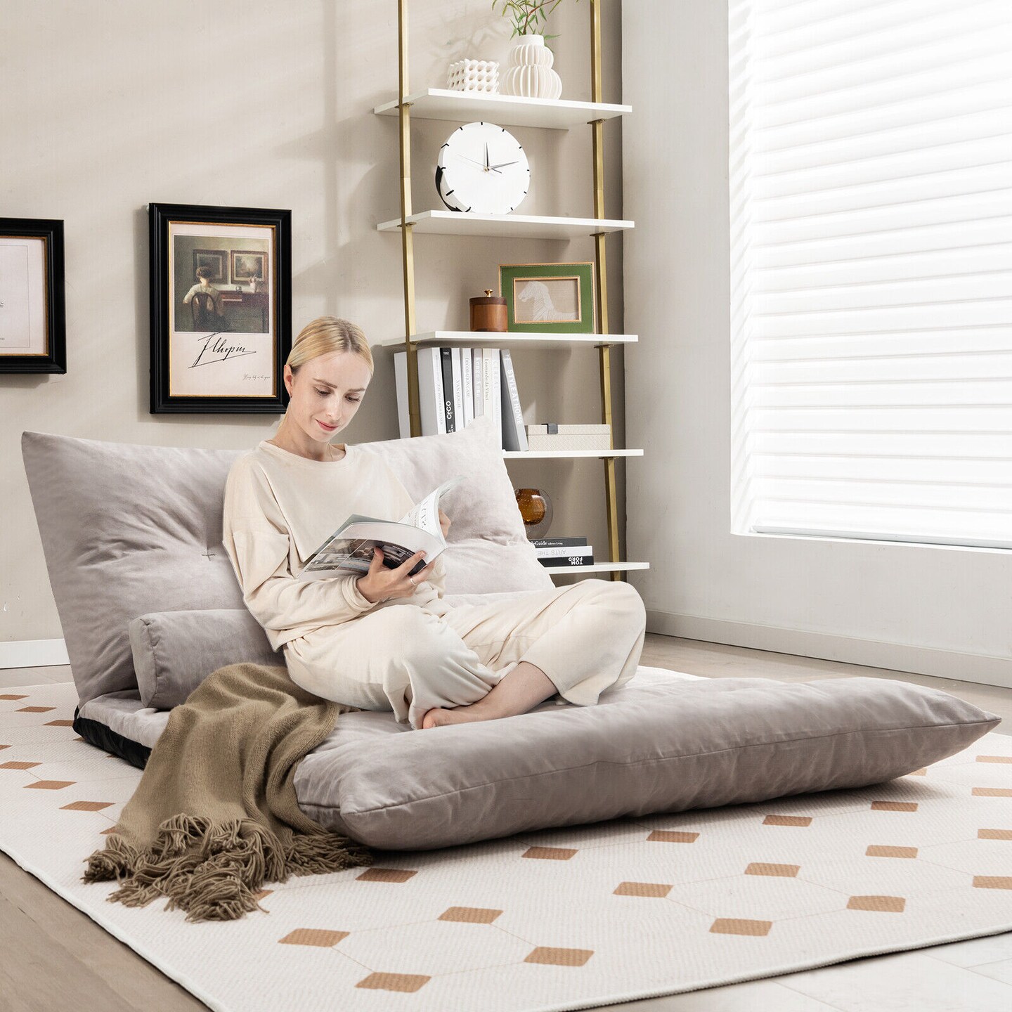 Adjustable Floor Sofa Bed with 2 Lumbar Pillows Michaels
