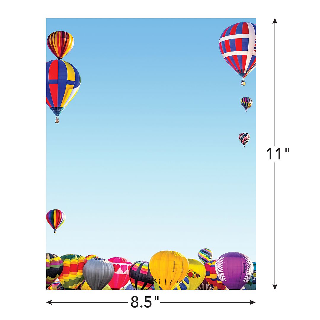 Great Papers! Hot Air Balloon Letterhead, for Invitations, Announcements and Personal Messages, Printer Friendly 8.5" x 11", 50 Pack