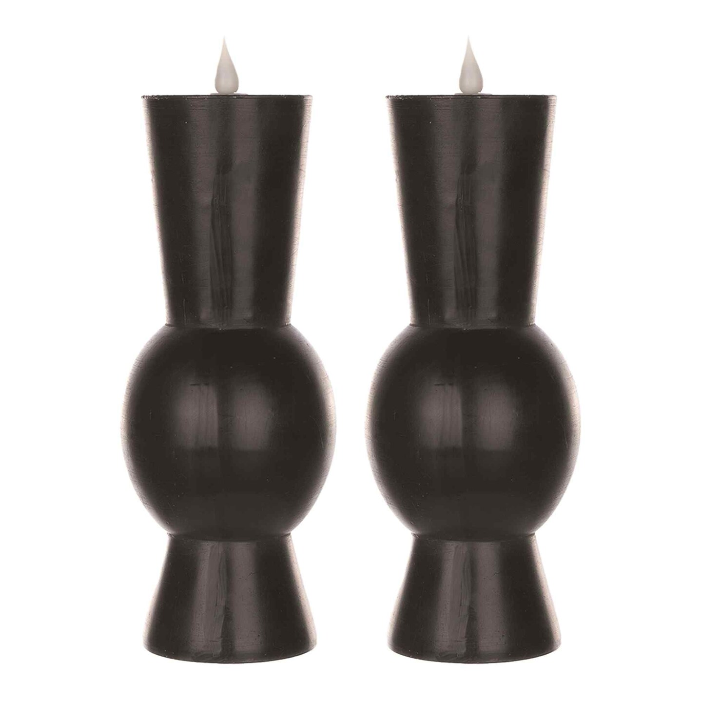 Melrose LED Flameless Abstract Tapered Candles with Remote - 10.25&#x22; - Black - Set of 2
