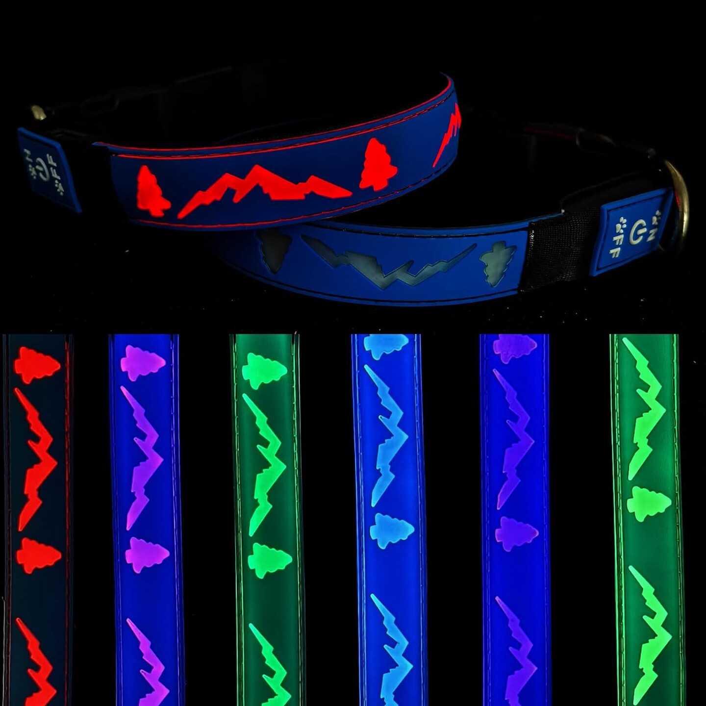 Flashing USB-C LED Light-up Dog Collar-TRE-Blue-Size M(15.7-19.7")