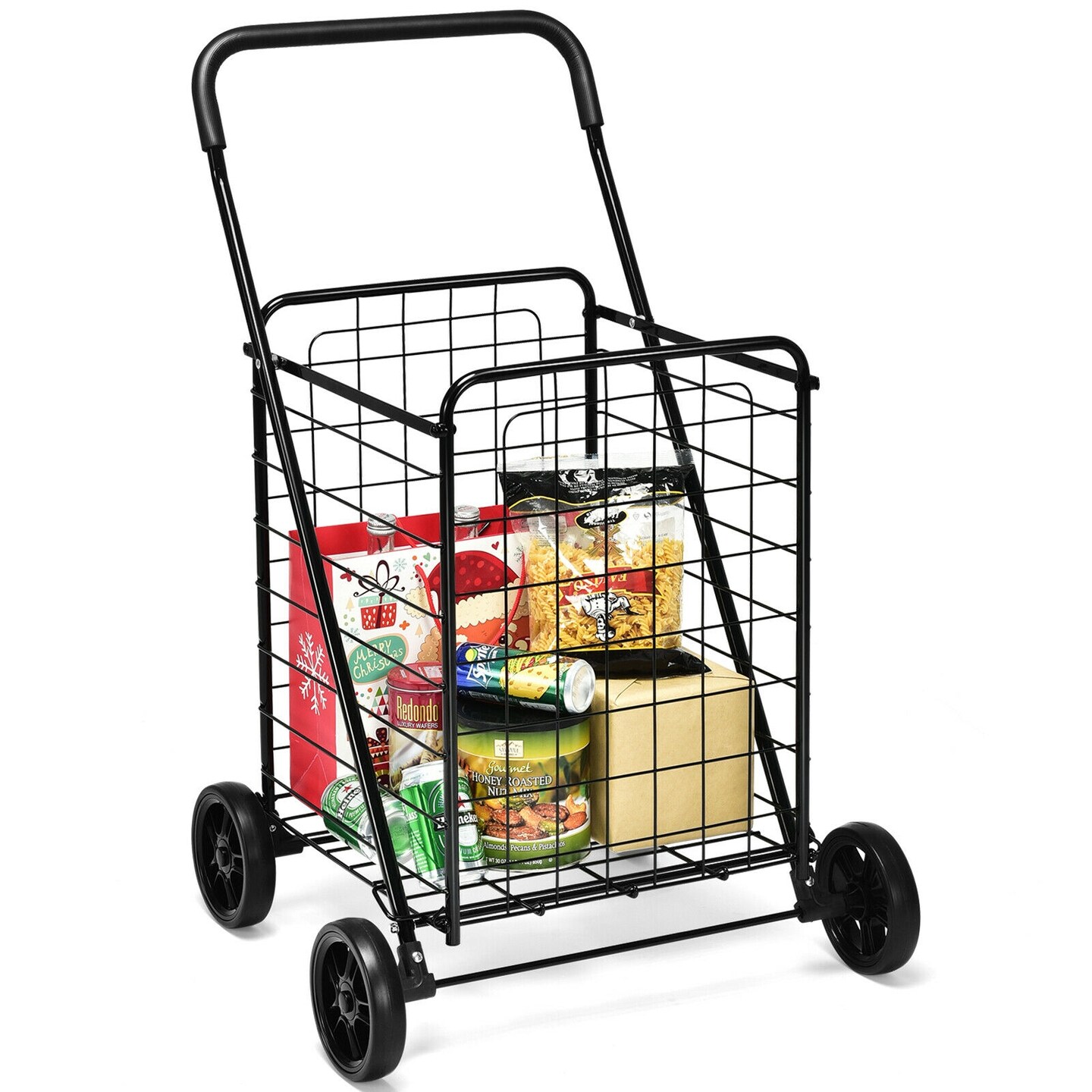 Portable Folding Shopping Cart Utility for Grocery and Laundry