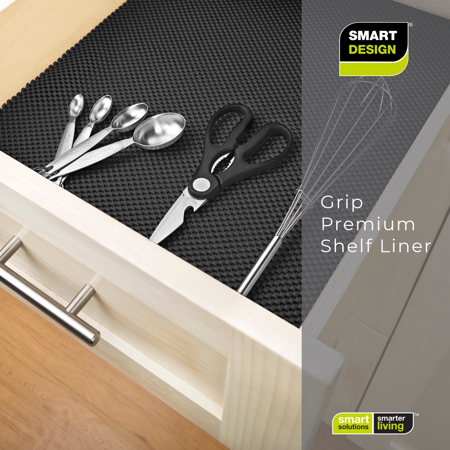 Smart Design Premium Grip Shelf Liner - 18 Inch x 8 Feet - Black