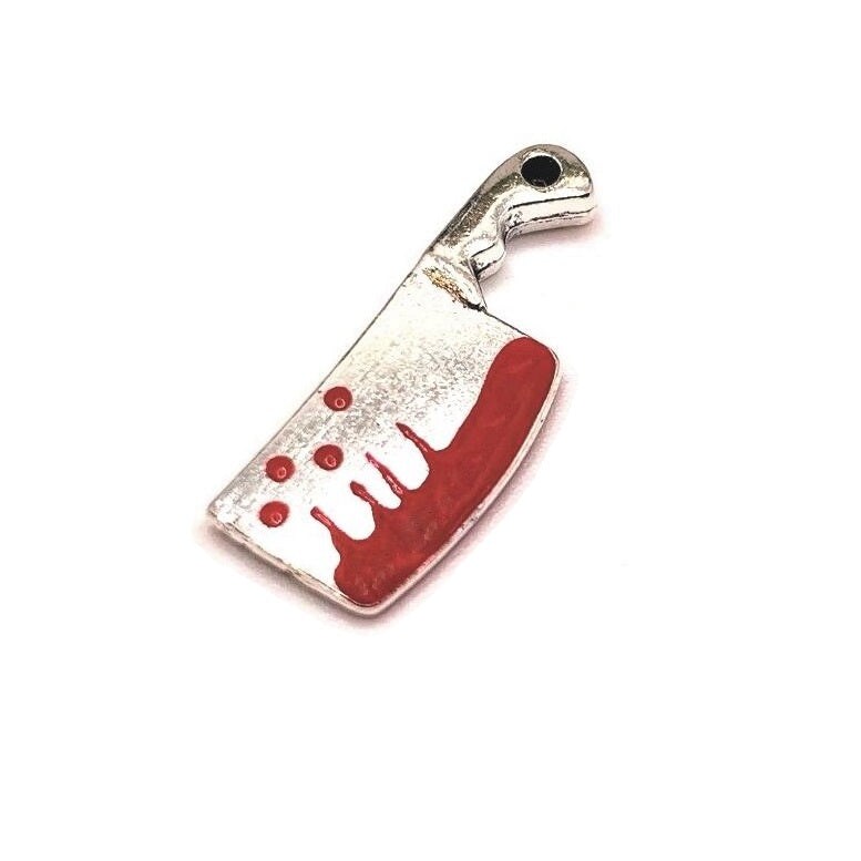 1, 4, 20 or 50 Pieces: Bloody Cleaver Knife Charms, Double Sided