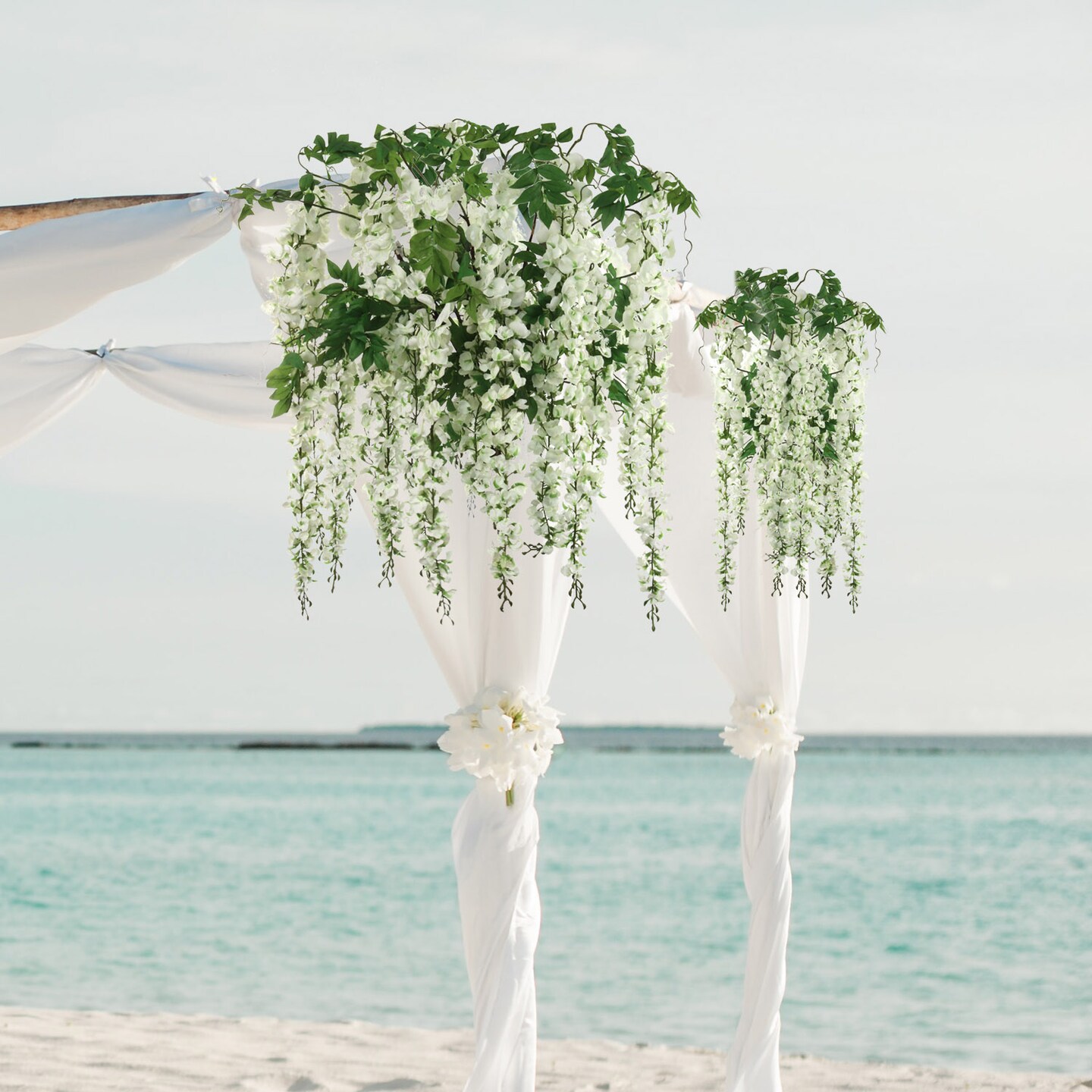 2-Pack 69" White Silk Wisteria Sprays – Elegant Hanging Florals