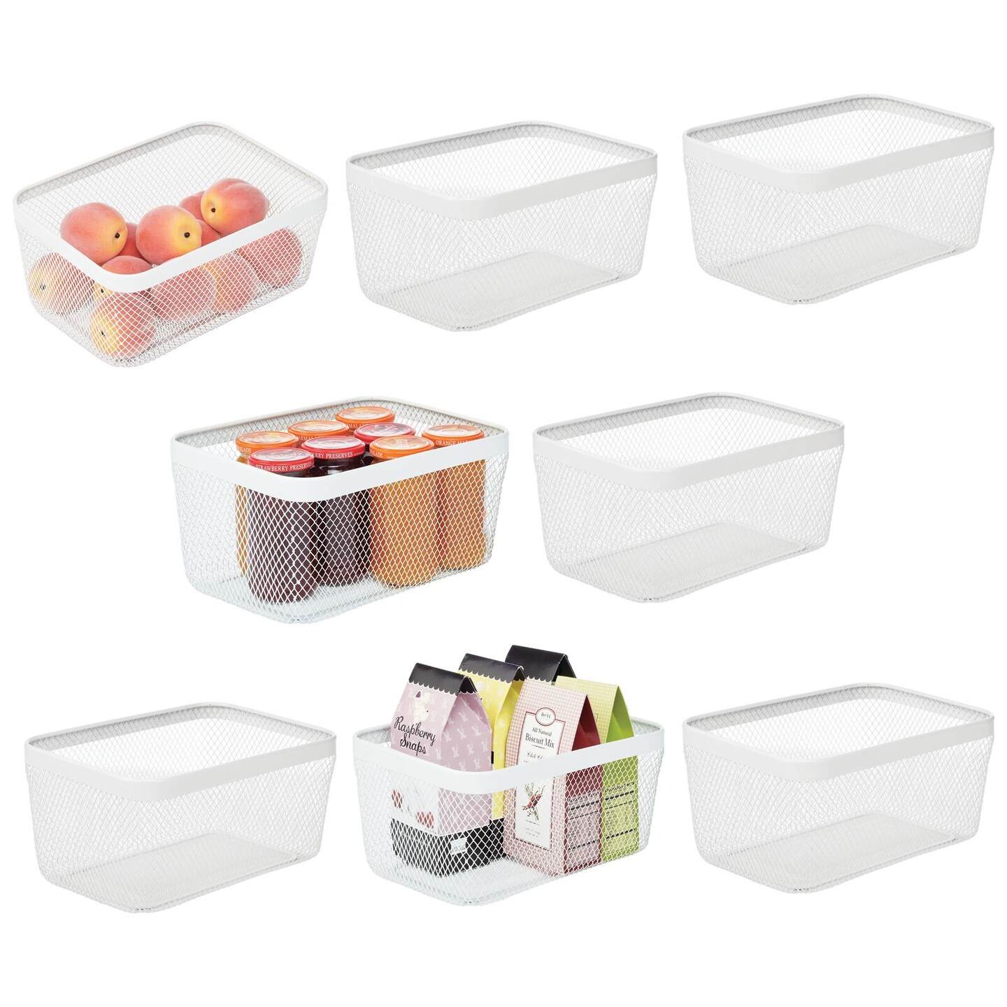 mDesign Steel Food Storage Organizer Bin Mesh Basket for Pantry