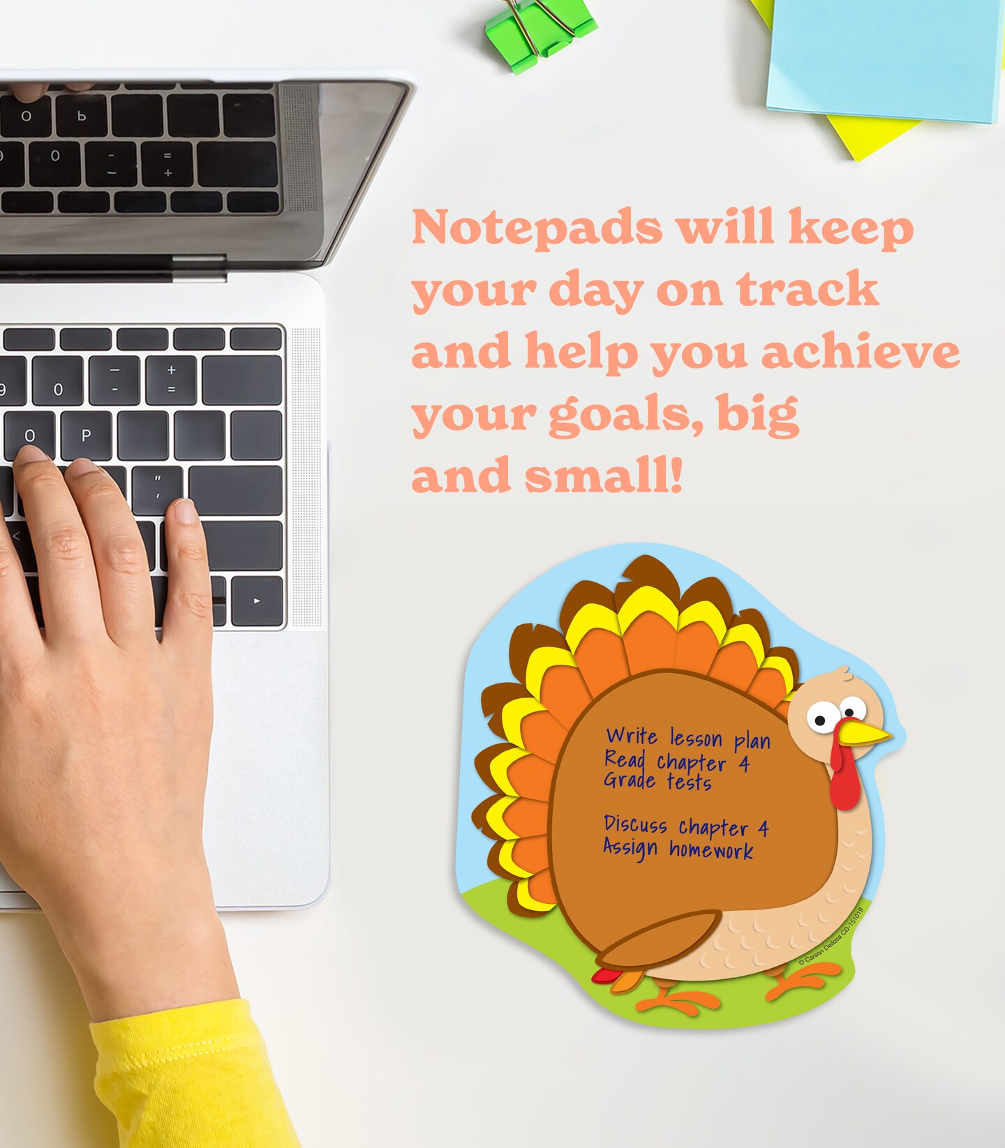 Carson Dellosa Seasonal Notepad 4-Pack, Snowman, Christmas Lights, Turkey, and Apple Note Pad for To Do List, Checklist, Notes, Cute Stationary for Fall and Winter Classroom or Office Supplies