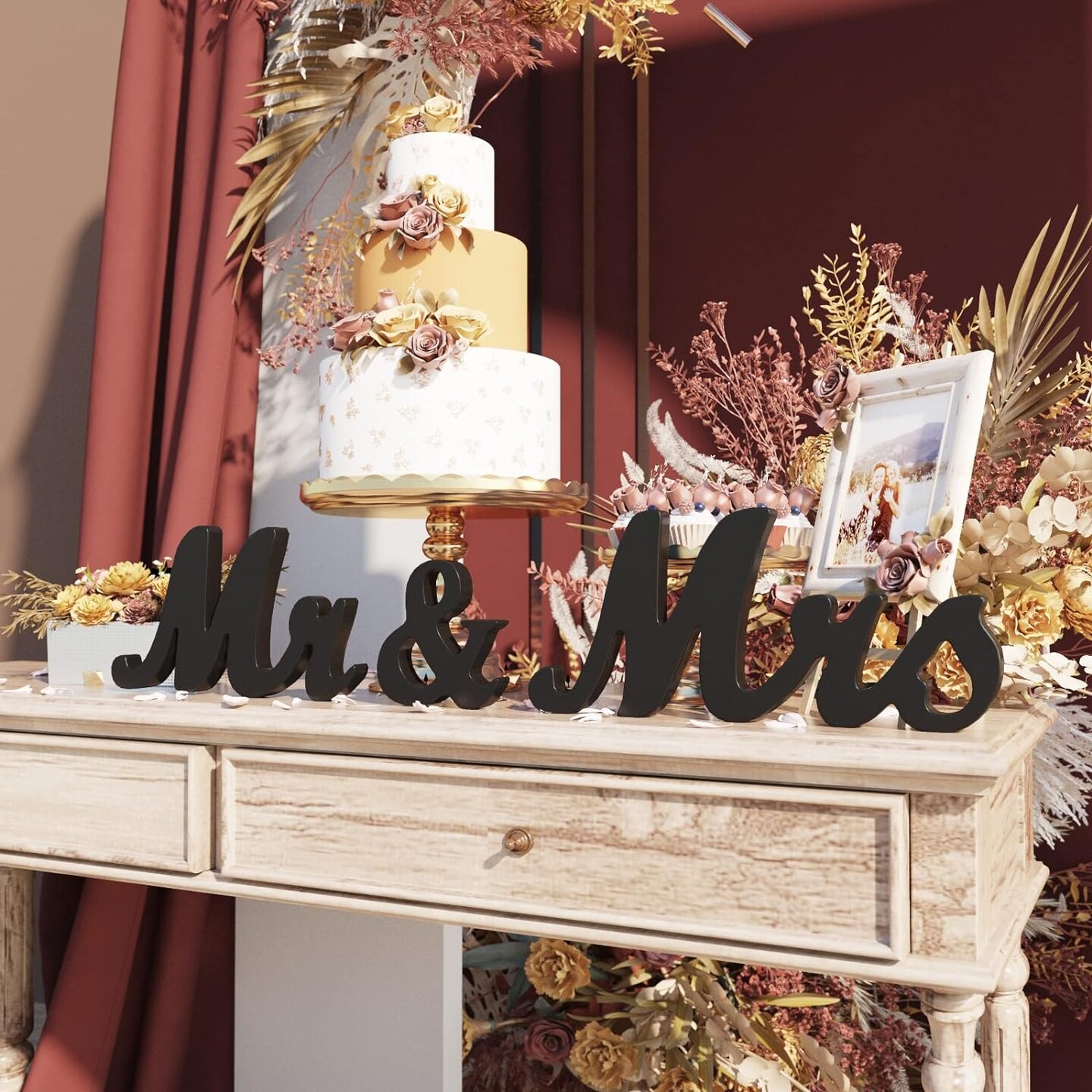 Mr and Mrs Sign & Just Married Banner for Wedding Decorations