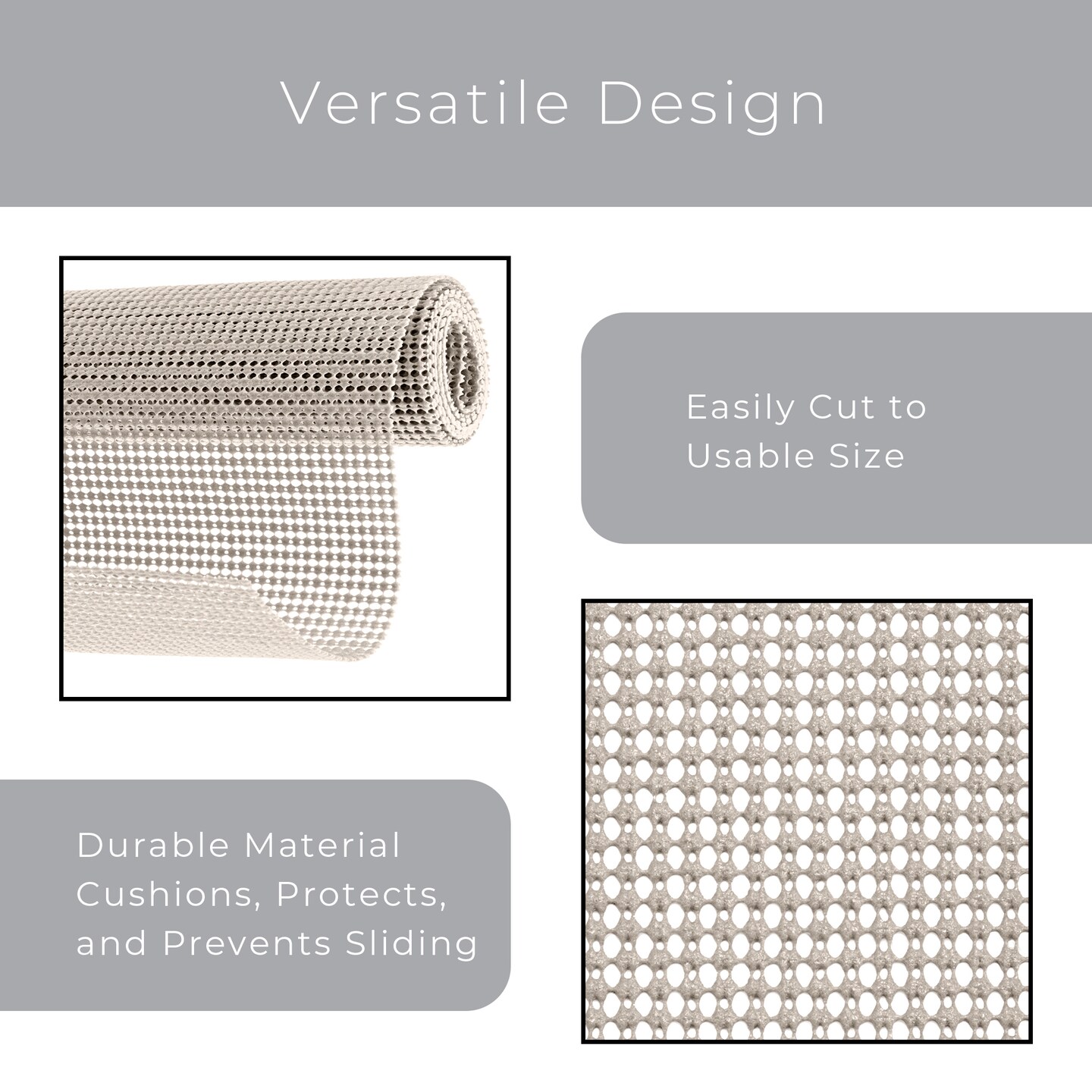 Smart Design Classic Grip Shelf Liner - 12 inch x 10 feet - Taupe