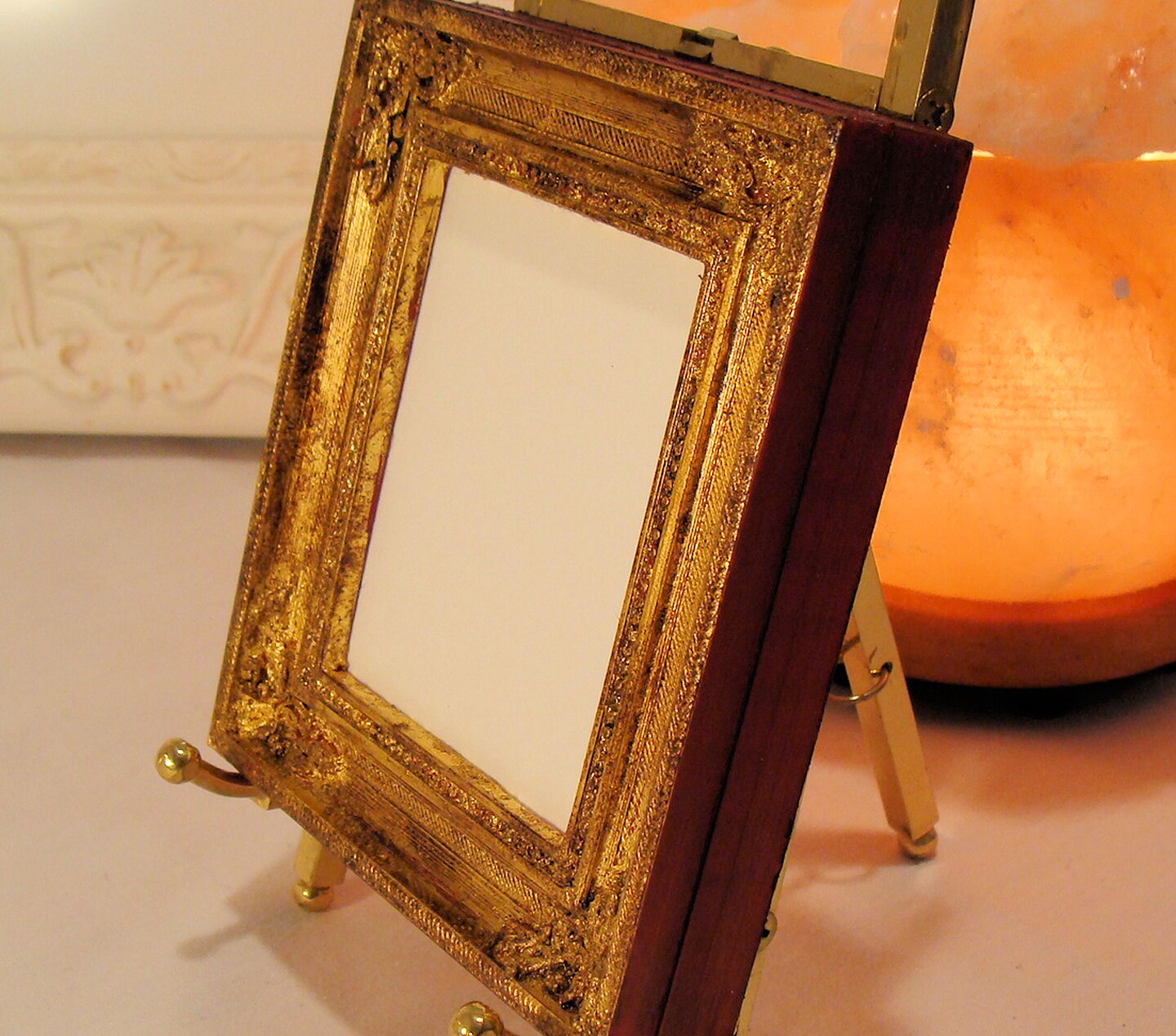 22K Deep Gold Leaf Picture Frame Antique Look Small Photo Art
