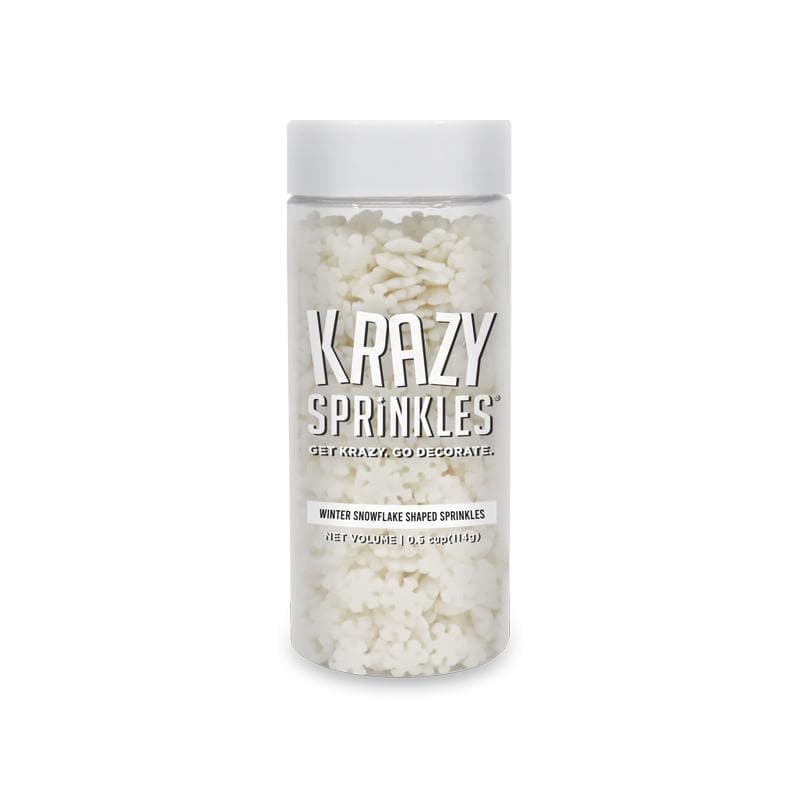 Krazy Sprinkles - Winter Snowflakes (1/2 Cup, 1x Jar) for Cakes, Ice Cream &#x26; Cookies