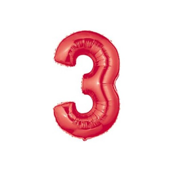 40&#x22; Megaloon Red Number 3 Foil Balloon