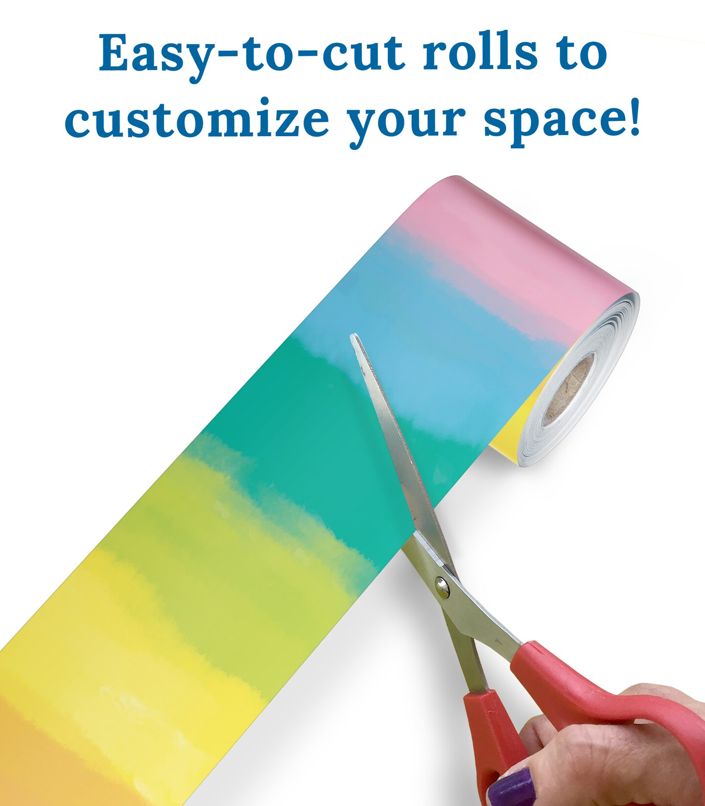 Carson Dellosa Creatively Inspired 65Ft of Watercolor Rainbow Bulletin Board Borders, 1 Roll of Colorful Trim for Rolling Whiteboard, Cork and Posterboard, Party Decorations, and Classroom Decor