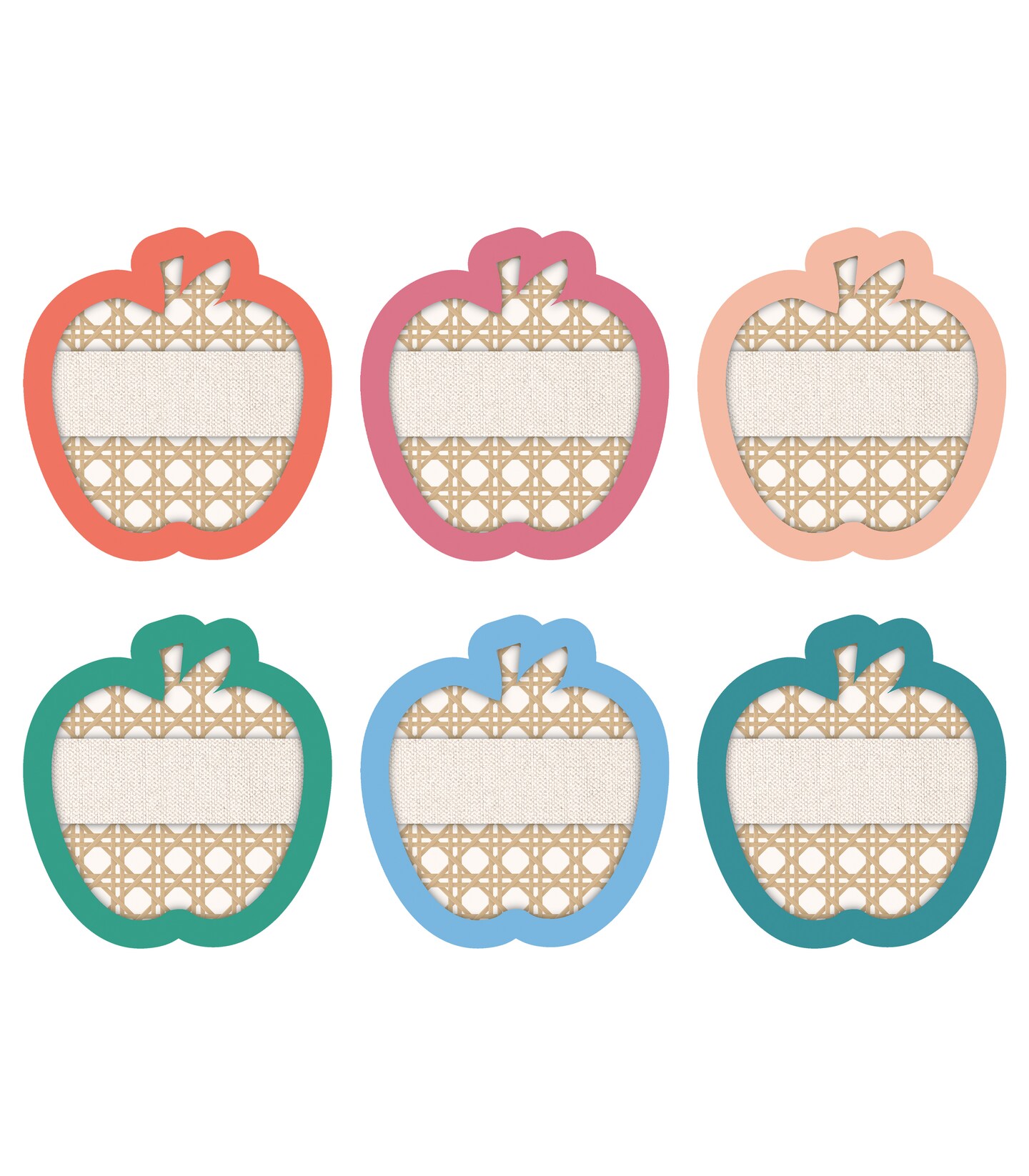Carson Dellosa True to You 36PC Apple Cutouts, Wicker Farmhouse Accents for Bulletin Board and Locker Decorations, Name Labels for School, Classroom Decor and Teacher Supplies
