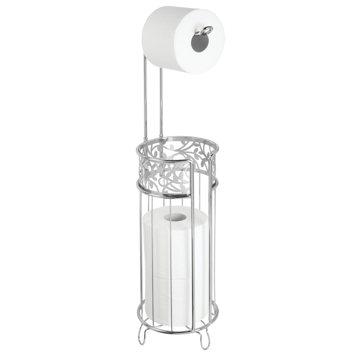 mDesign Steel Toilet Paper Roll Storage and Dispenser for Bathroom