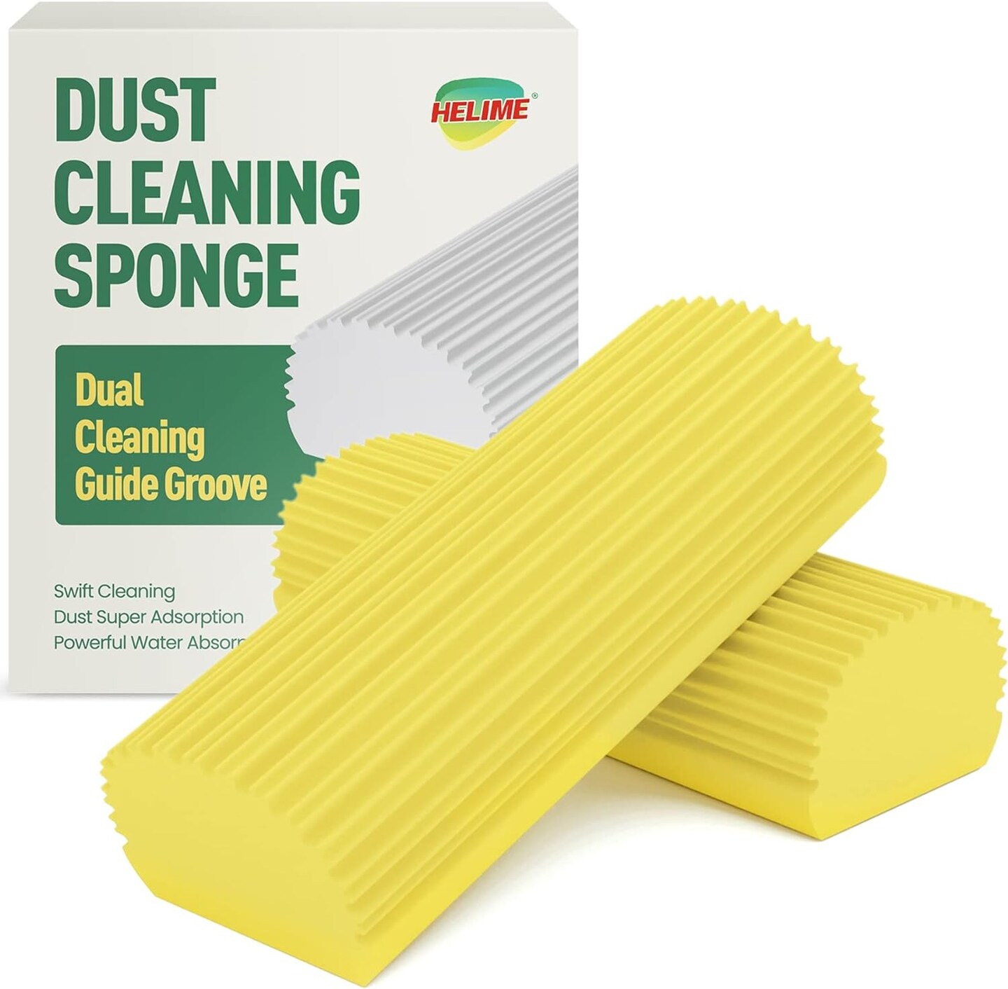 HELIME Dual Guide Multi-Purpose PVA Groove Sponge 2 Piece Set