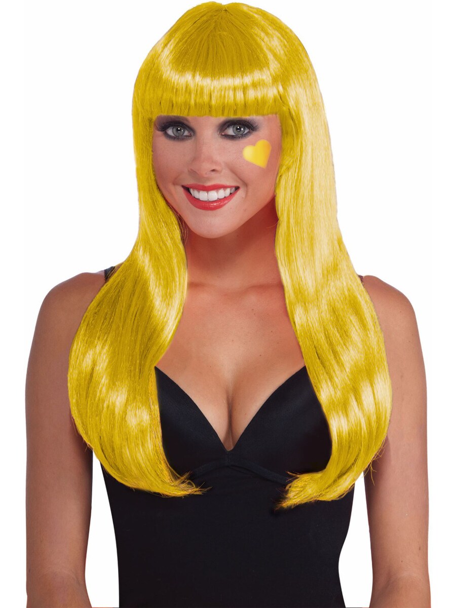 Adult Womens Long Yellow Smurfette Smurfs Team Spirit Anime Wig