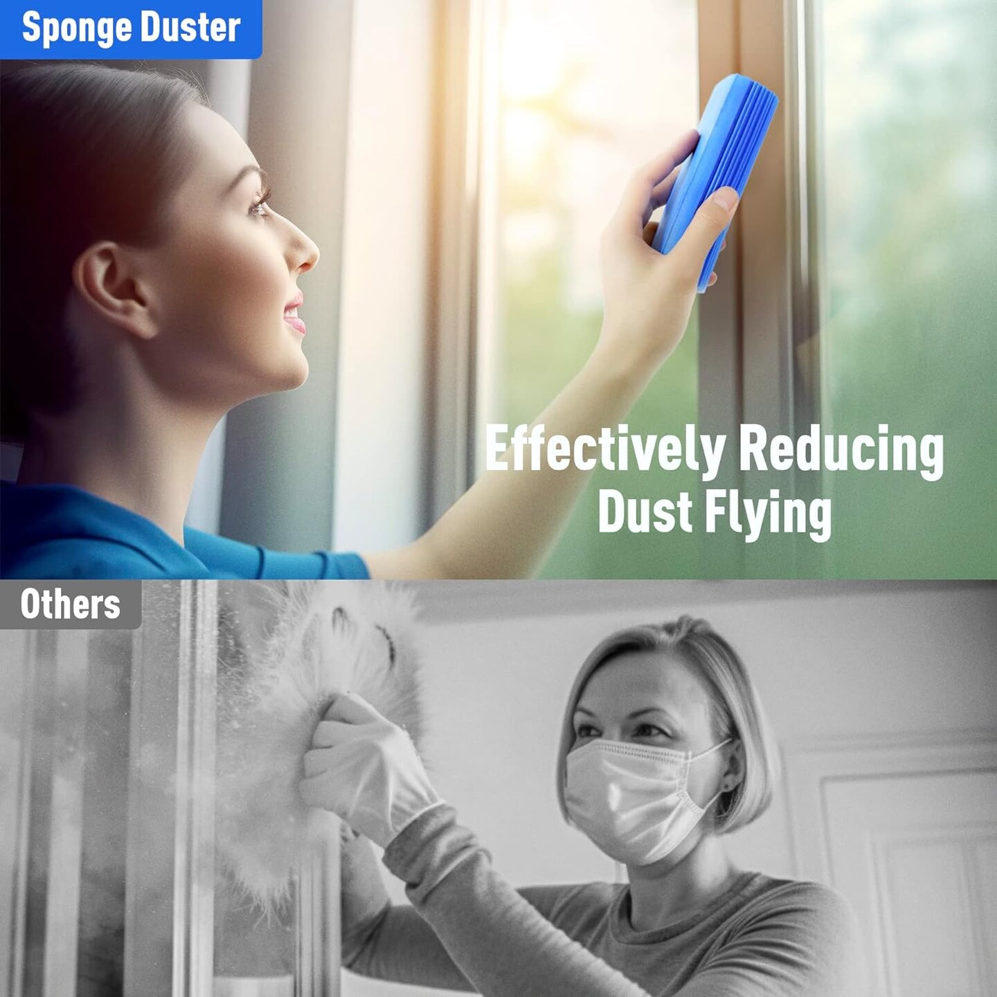 HELIME Dual Guide Multi-Purpose PVA Groove Sponge 2 Piece Set