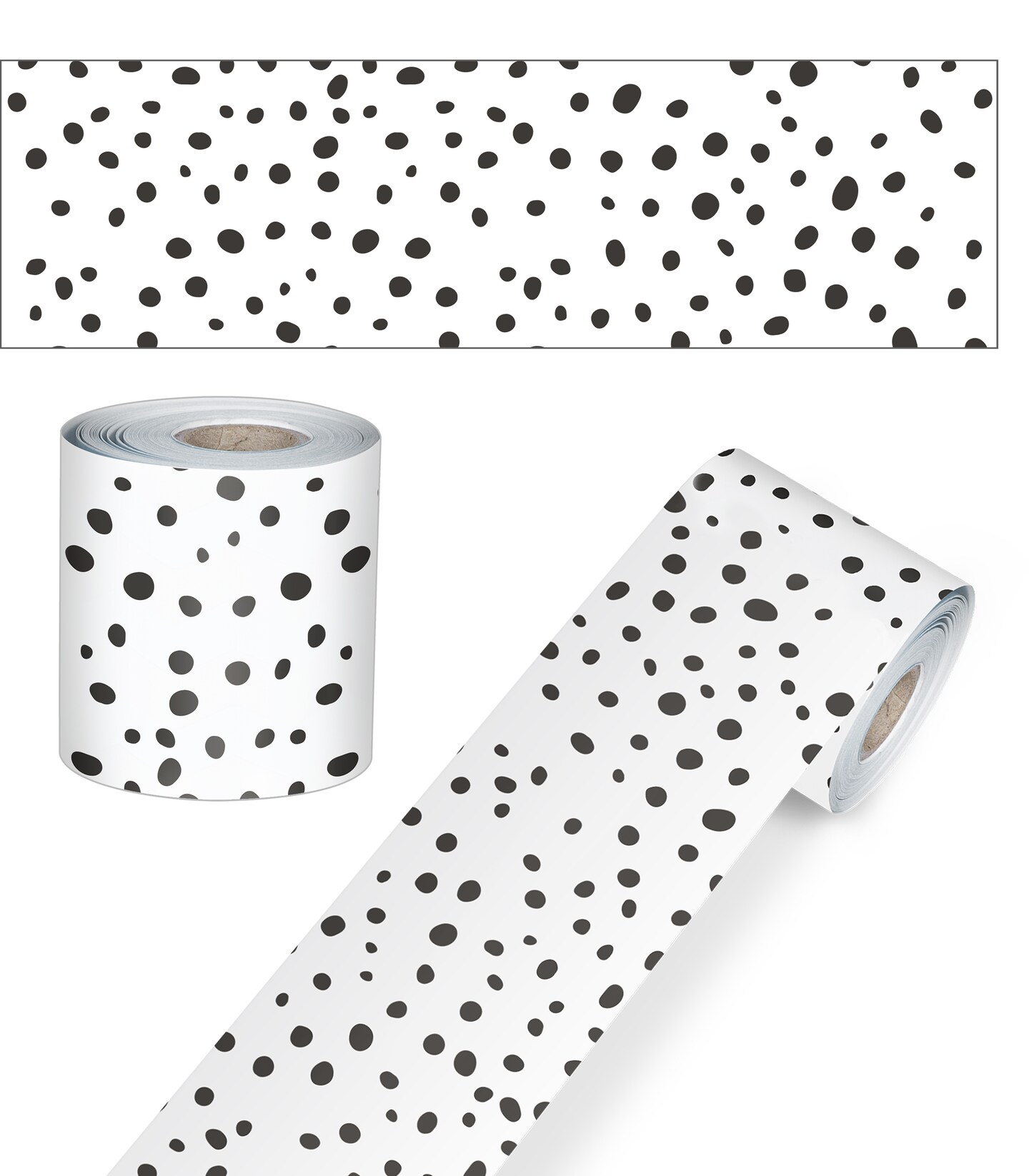 Carson Dellosa We Belong 65 Ft Straight Black and White Bulletin Board Borders, Black Dot Classroom Borders for Bulletin Board, White Board, Cork Board, and Classroom Décor, Bulletin Board Trim