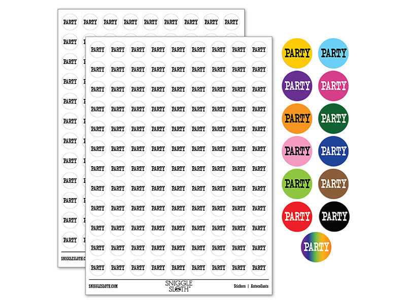 Party Fun Text 200+ 0.50&#x22; Round Stickers