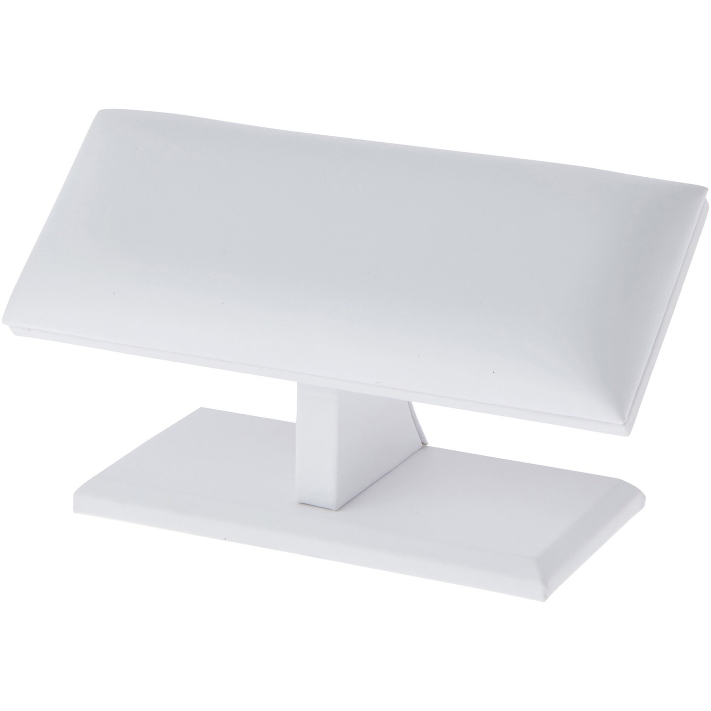 Plymor White Faux Leather Cushion Top T-Bar Bracelet Display Stand, 7.25&#x22; W x 3.25&#x22; D x 4.5&#x22; H