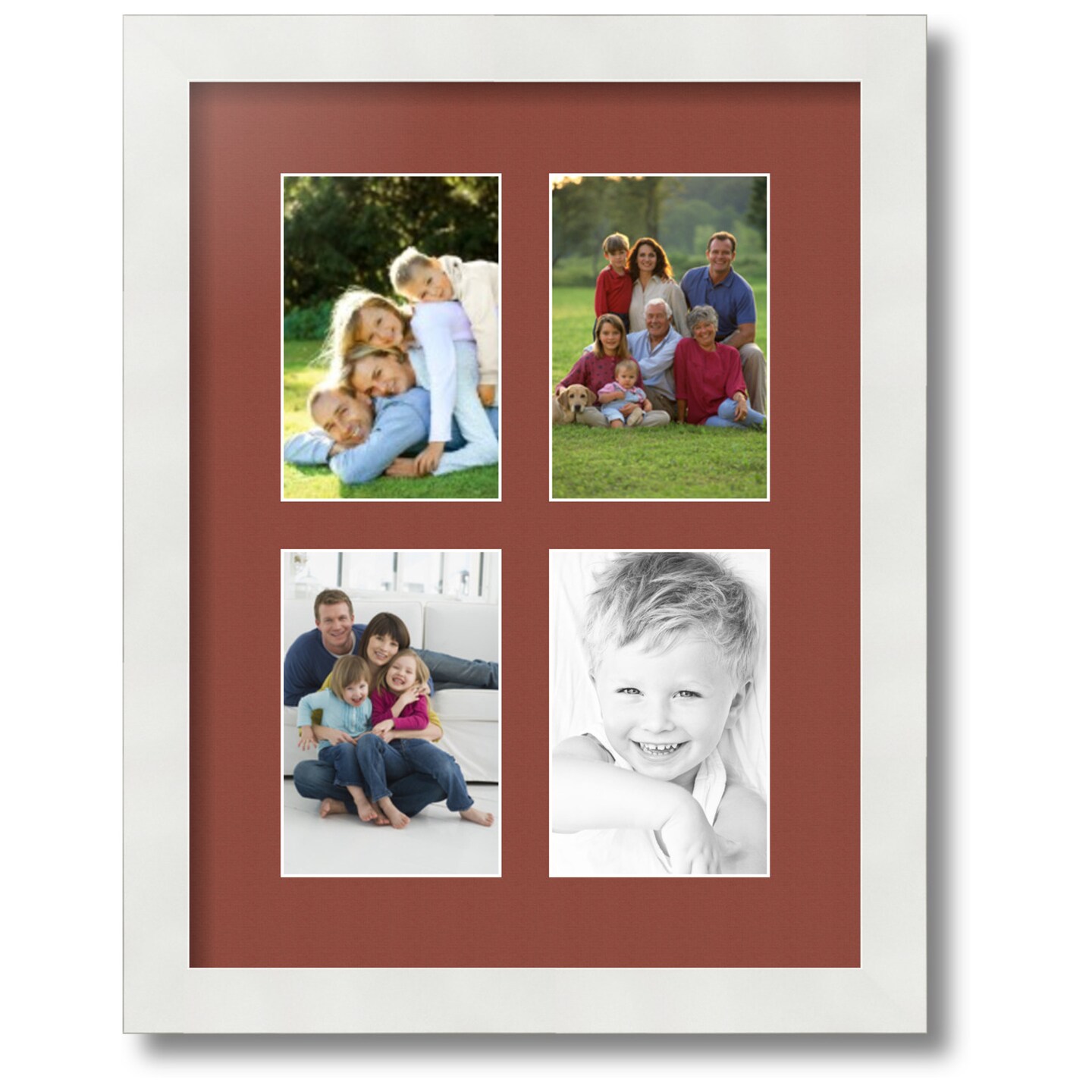 ArtToFrames Collage Photo Picture Frame with 4 - 4x6 inch Openings, Framed in White with Over 62 Mat Color Options and Regular Glass (CSM-3966-2)