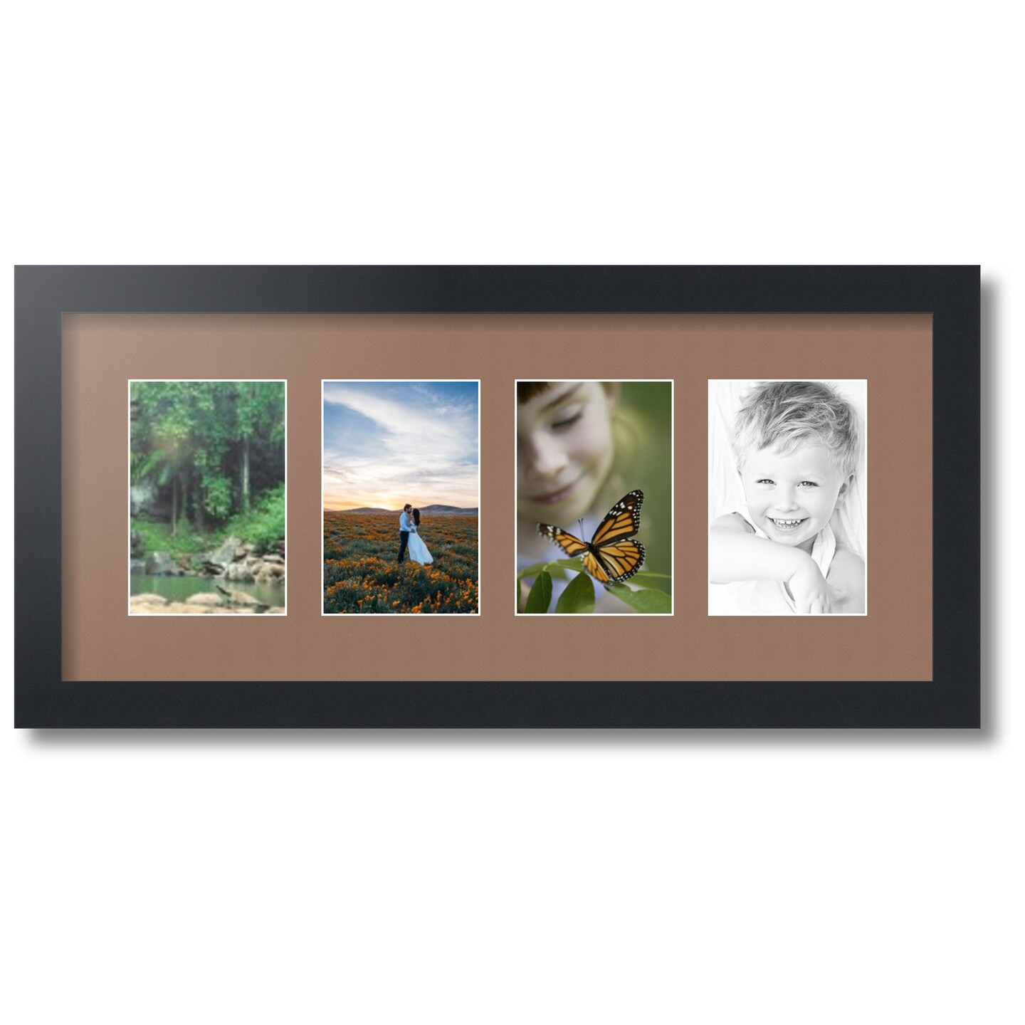 ArtToFrames Collage Photo Picture Frame with 4 - 4x6 inch Openings, Framed  in Black with Over 62 Mat Color Options and Plexi Glass (CSM-3926-14)