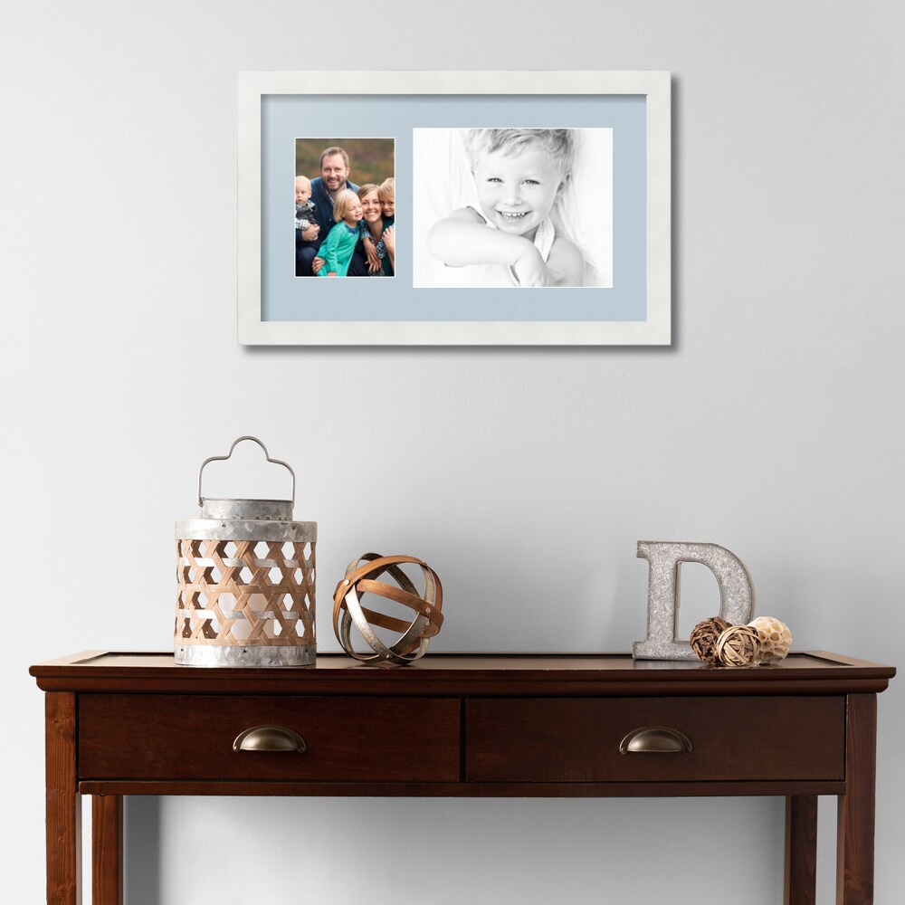 ArtToFrames Collage Photo Picture Frame with 1 - 5x7, 8x10 inch Openings, Framed in White with Over 62 Mat Color Options and Regular Glass (CSM-3966-166)